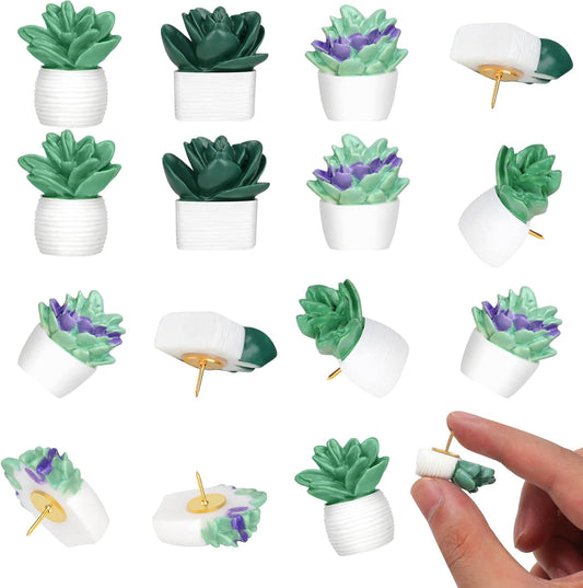 20pcs Cute Succulent Decorative Pushpins Colorful Small Flower Pushpins Suitable for Photo Wall, Feature Wall, Whiteboard, Cork Board, Map, Bulletin Board, Office or Home (Three Mixed Styles)
