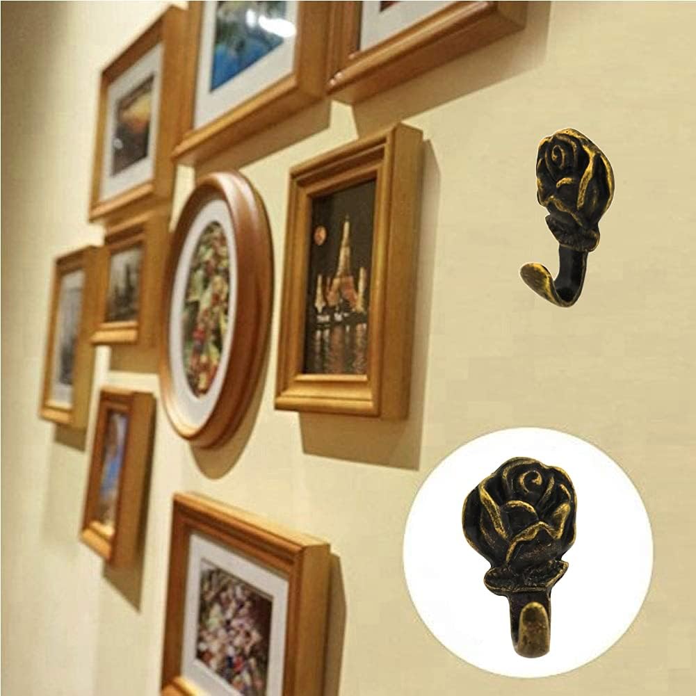 Rose Thumbtack Hooks 20 Pieces Antique Flower Thumbtacks Bronze Decorative Thumbtacks for Hanging Photo Frames Posters Calendar Photo Notes Memo Accessories