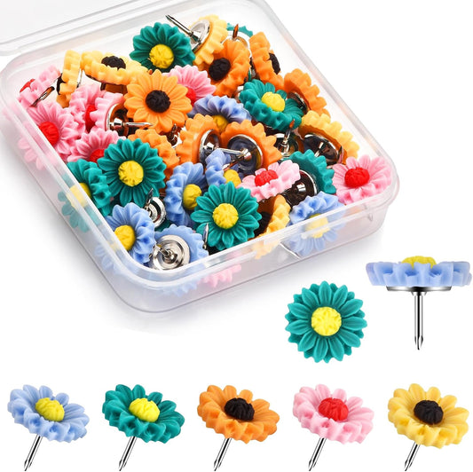 40 pieces push pins, bulletin board push pins, flower decoration push pins and push pins, cork board push pins, cute push pins for office decoration