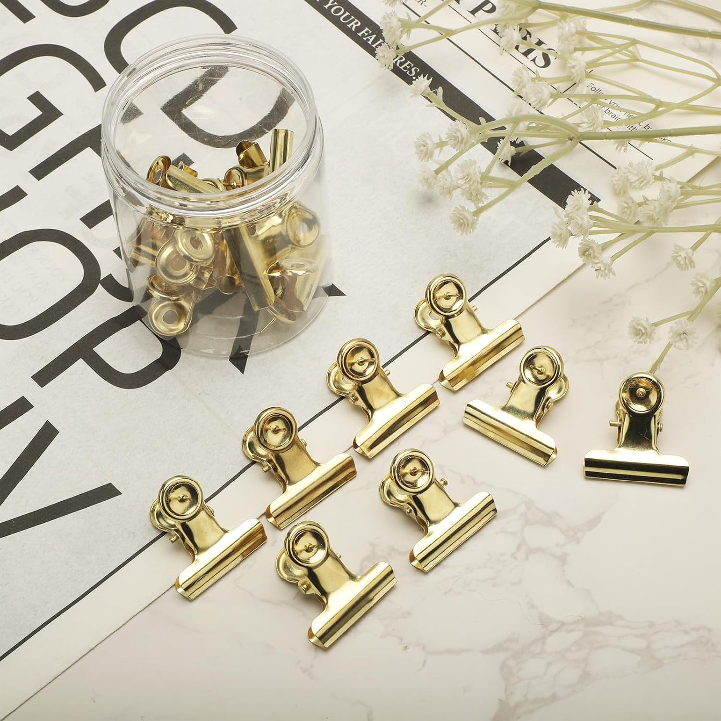 20pcs gold pushpin clips, thumbtack clips, bullhead clips with thumbtacks, metal pushpin clips, bulletin board cork board accessories for home office cubicle wall