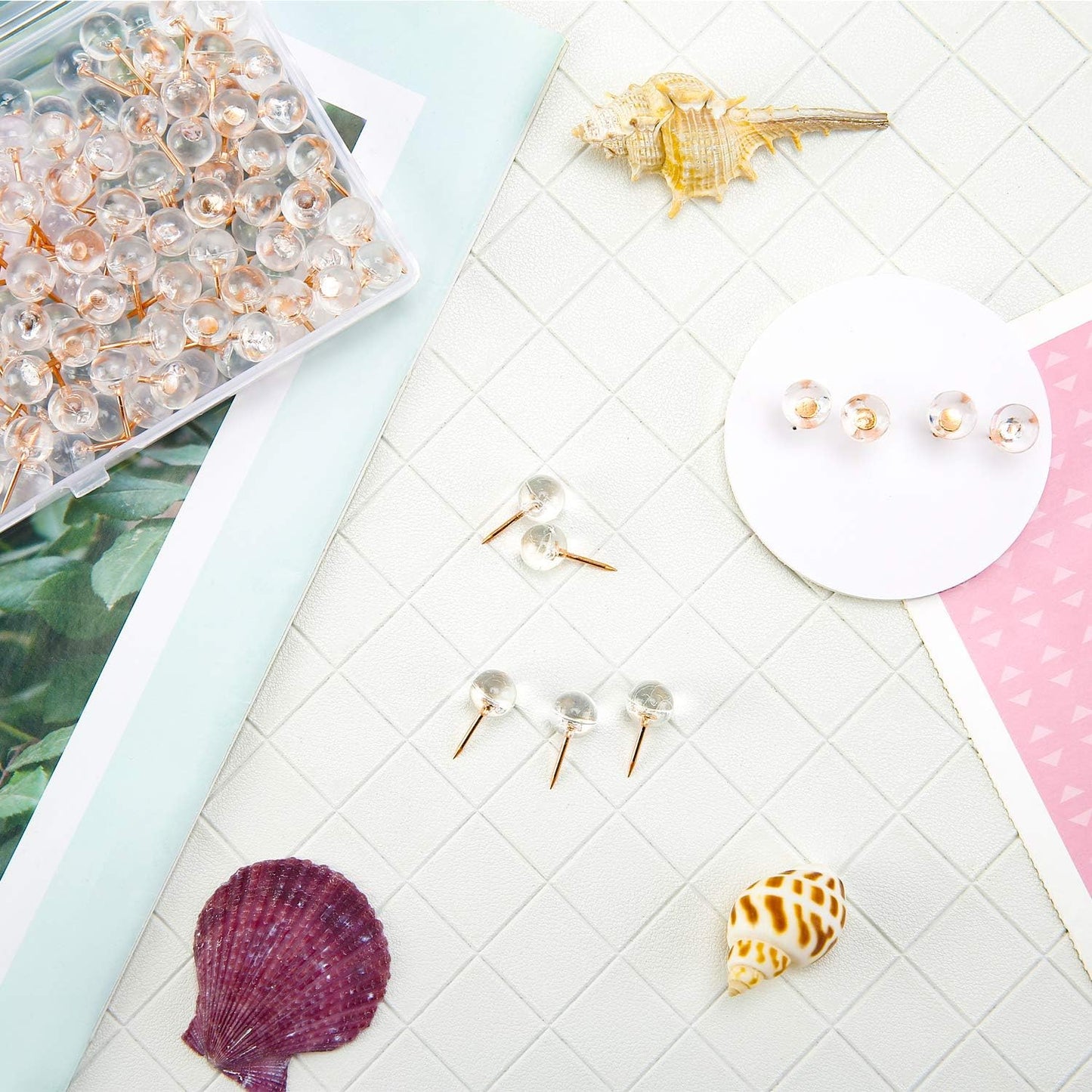 150-Pack Pushpins, Rose Gold Map Pins, Large Pushpins, Rose Gold Steel Tips and Clear Plastic Round Heads, Suitable for Bulletin Boards, Fabric Markers, Crafts and Office Organization